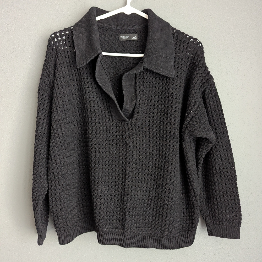 Simply Vera knit sweater with 3/4 sleeve size XL 24x28x22 - 85